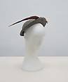 Hat, wool, feather, silk, cotton, metal, American